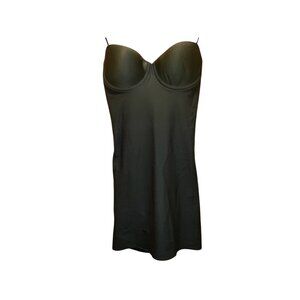 Naomi & Nicole Black Strapless Full Slip Bodysuit*Built-In Bra*38B*Shapewear*EUC